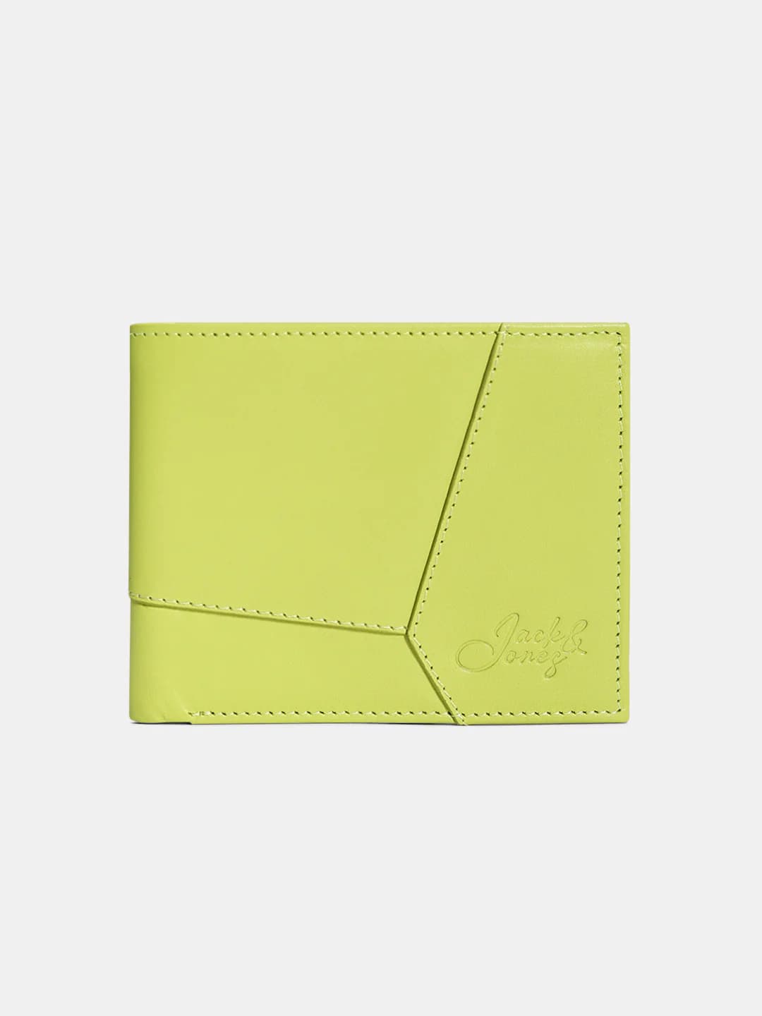 Men's Green Solid Leather Two Fold Wallet