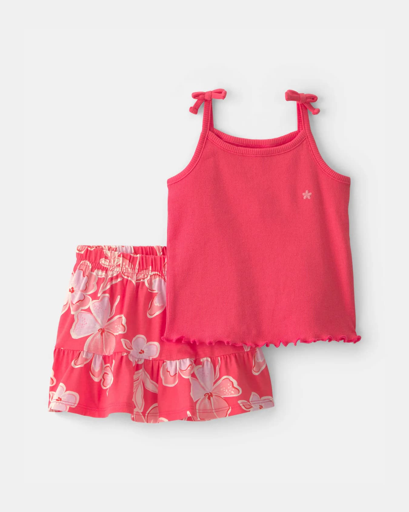 Baby Girl Orange Floral Top and Skirt 2-Piece Set