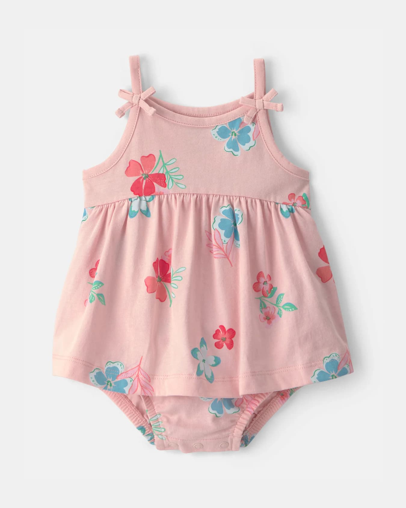 Baby Girl Pink Floral Sleeveless Bodysuit Dress