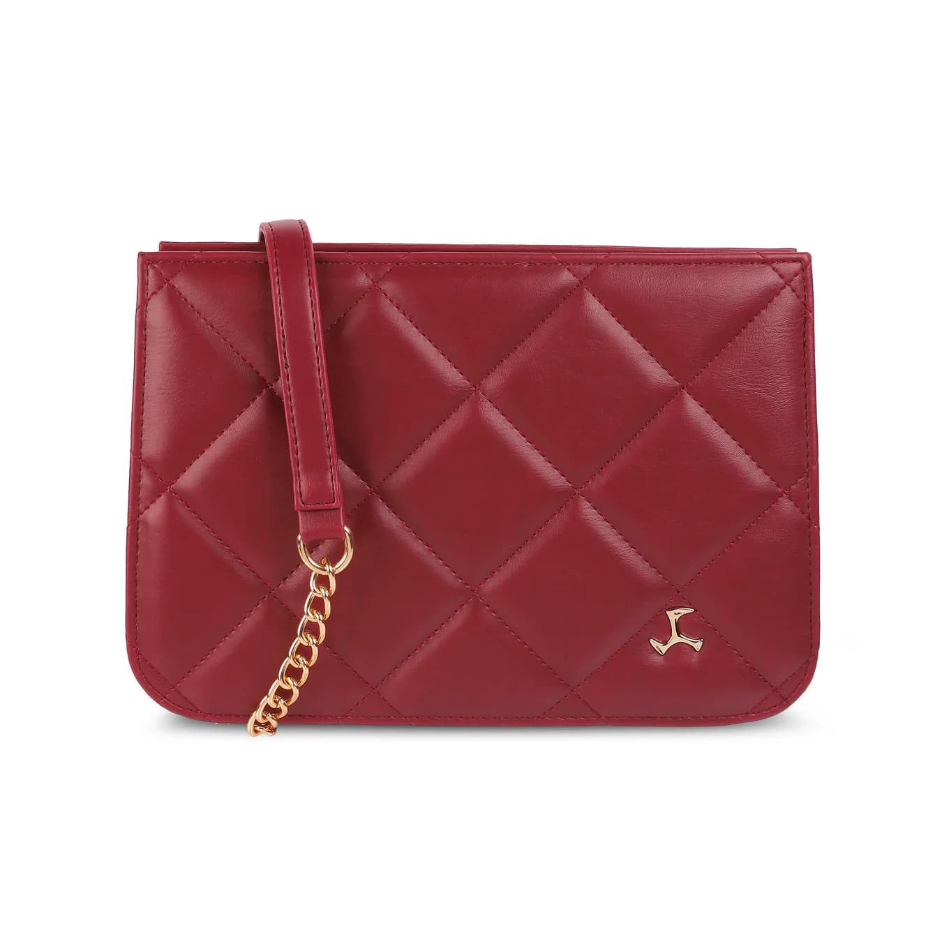 Women's Red Solid PVC Chain Handle Sling Bag