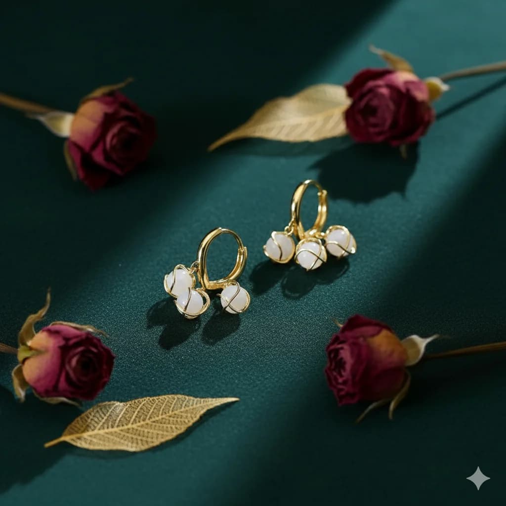 Women's Trendy Gen-Z Gold Plated Stainless Steel Floral Earrings