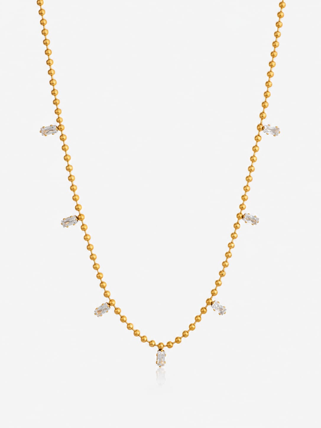 Women's Rayn Gold Beaded Necklace with Delicate Crystal Charms