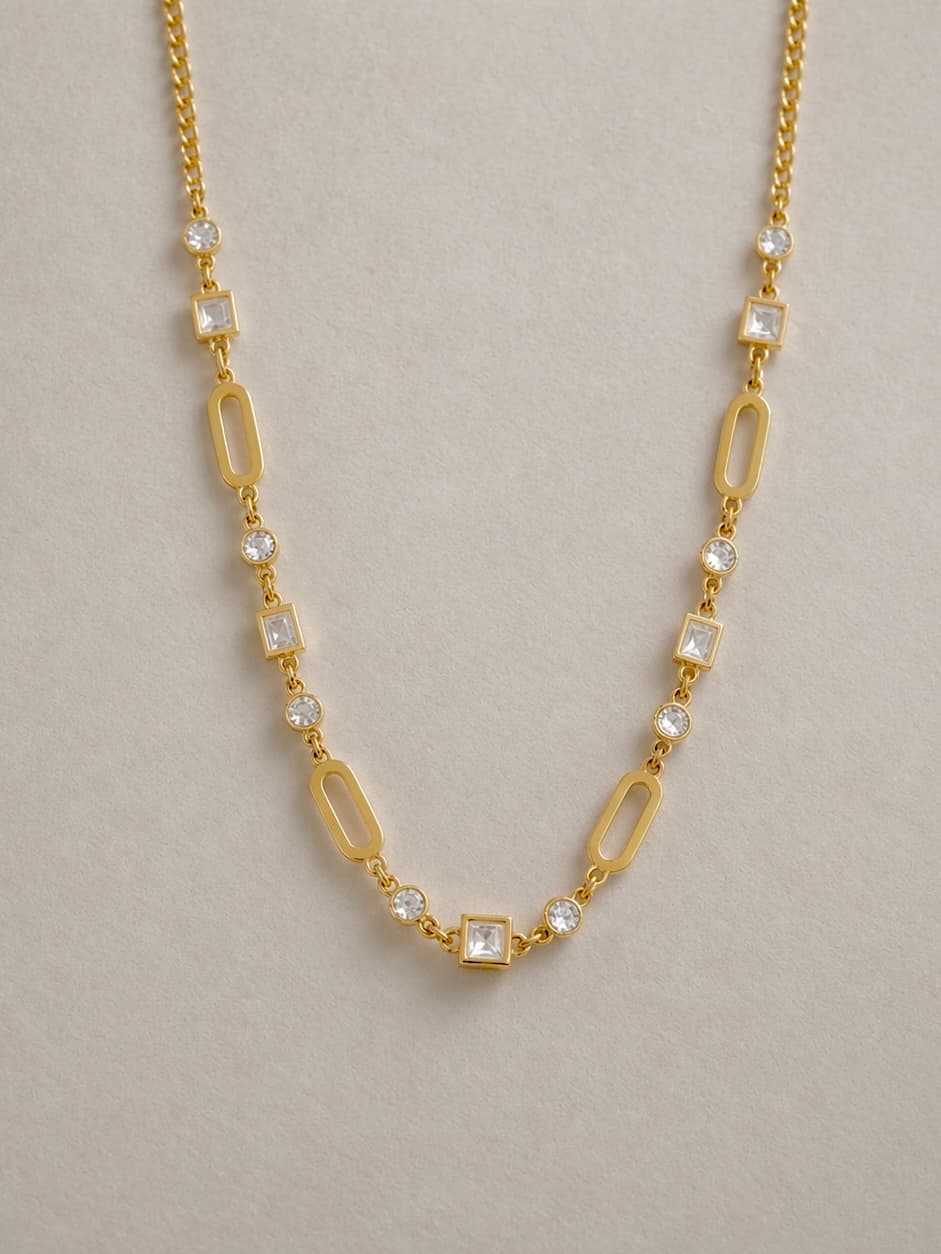 Women's Elise Gold Necklace with Mixed Crystal Details