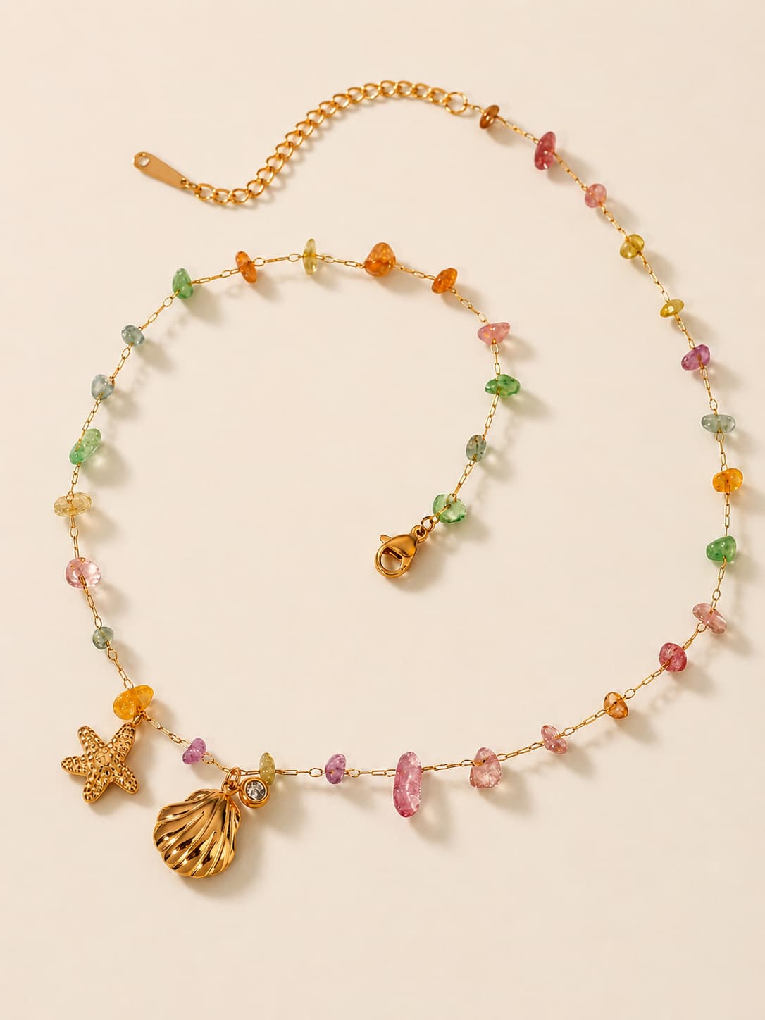 Women's Skye Pastel Beaded Necklace with Starfish And Shell Charms