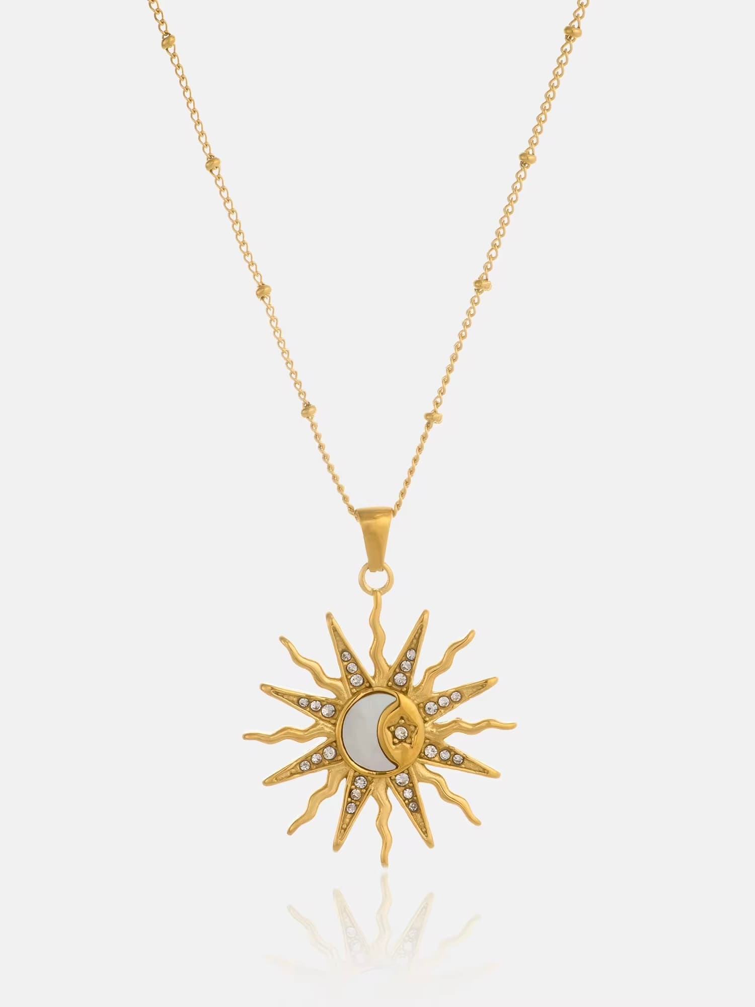 Women's Arka Gold Celestial Sun and Moon Pendant Necklace