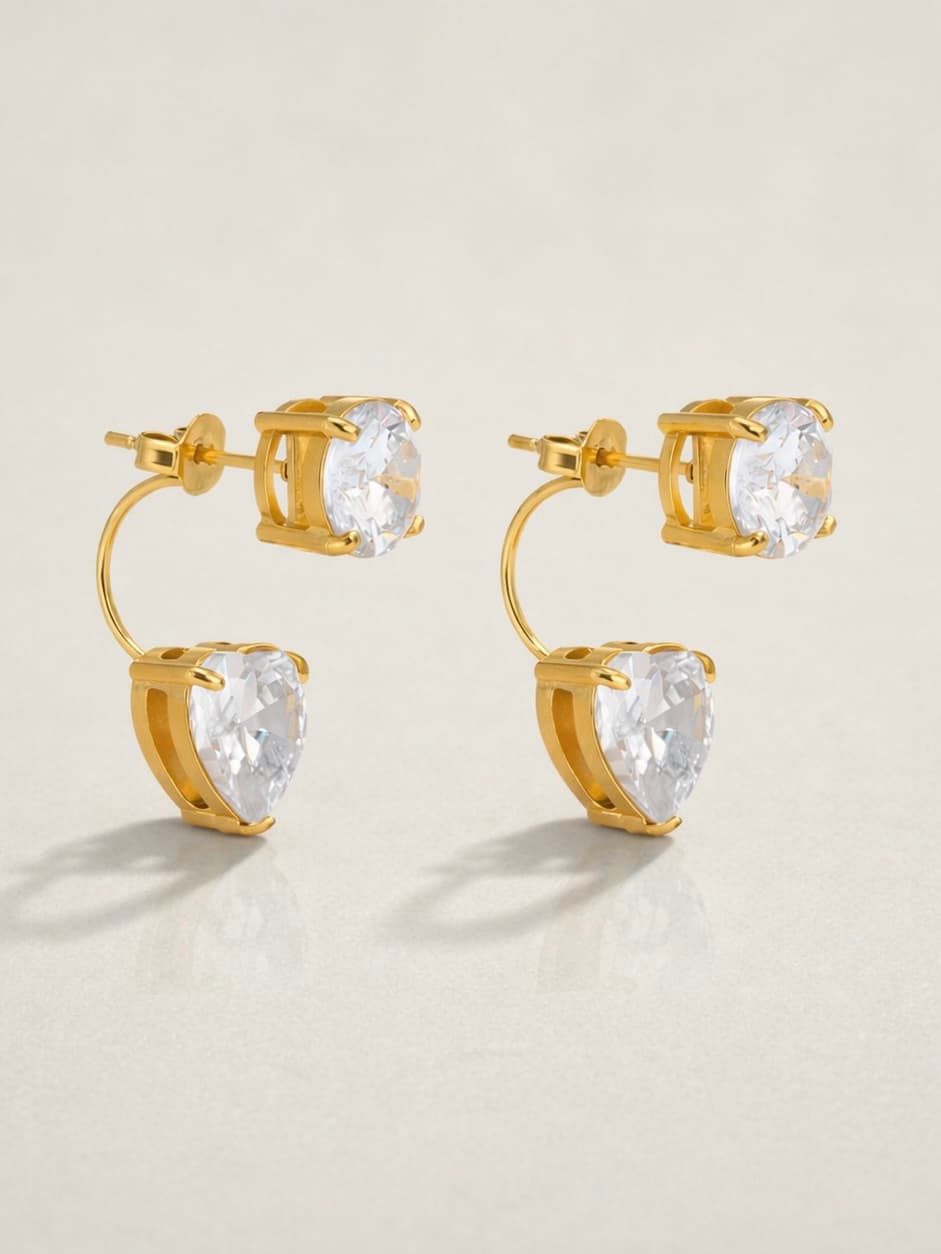 Women's Cora Double Crystal Illusion Hoops In Gold Tone