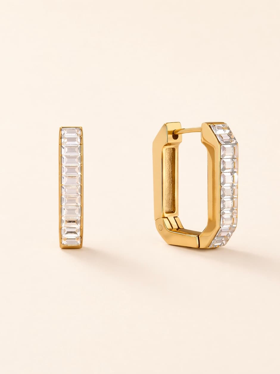Women's Linea Geometric Crystal Hoops In Gold Tone