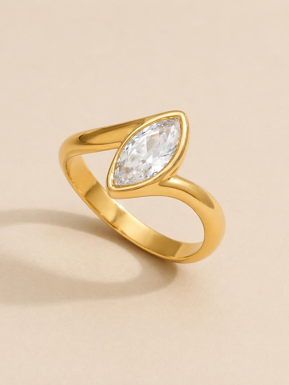 Women's Amaris Marquise Zircon Open Ring in Gold Tone