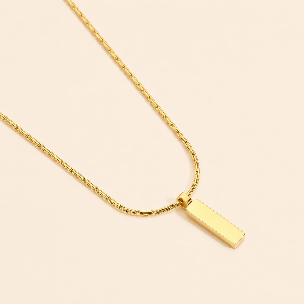 Men's Cypher Gold Minimal Bar Pendant Necklace in Gold Tone
