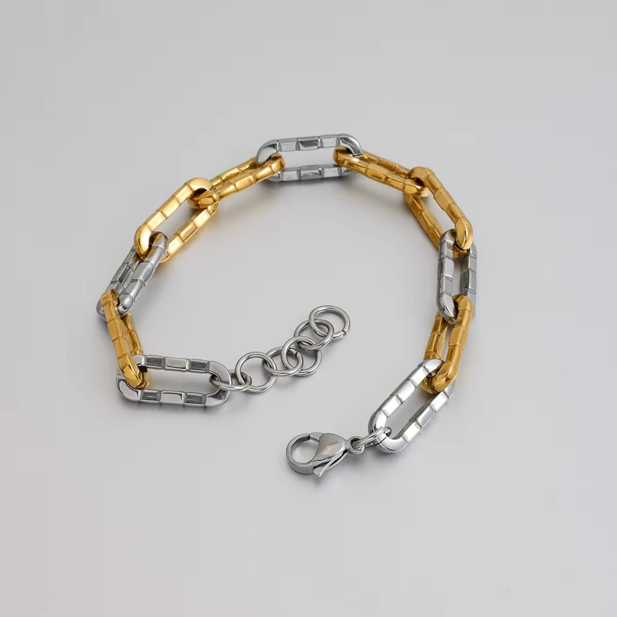 Men's Torque Chain Two-Tone Paperclip Chain Bracelet in Gold and Silver