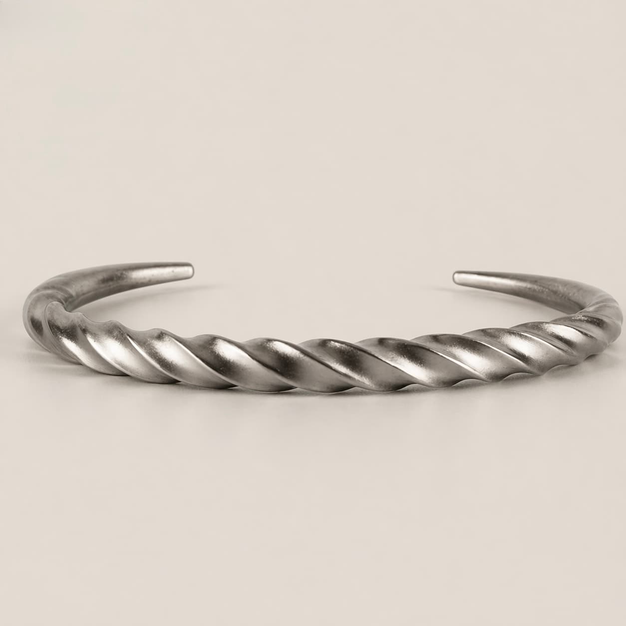 Men's Helix Twisted Open Cuff Bracelet in Silver Tone