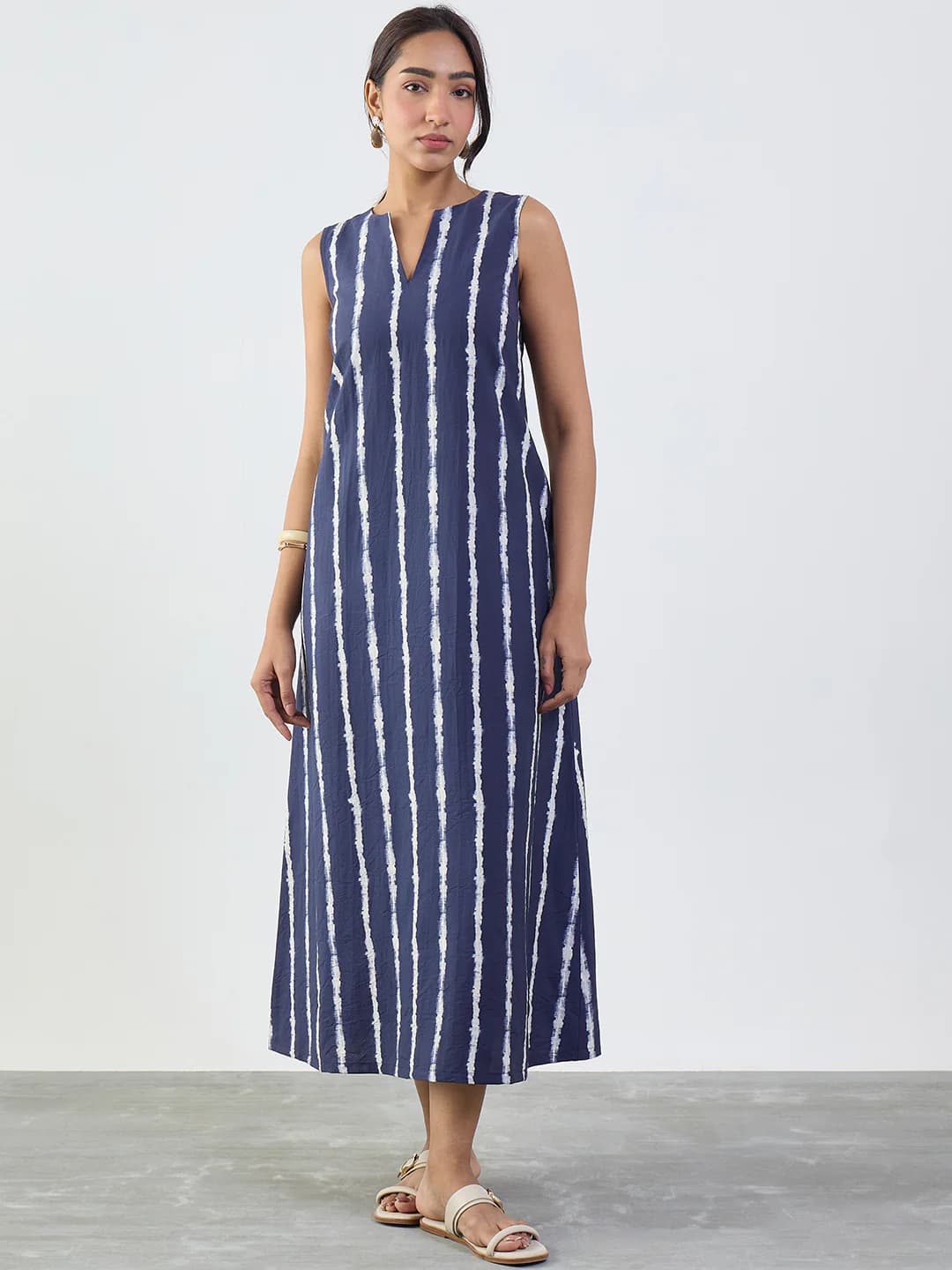 Women's Navy Casual Tie-Dye A-Line Dress
