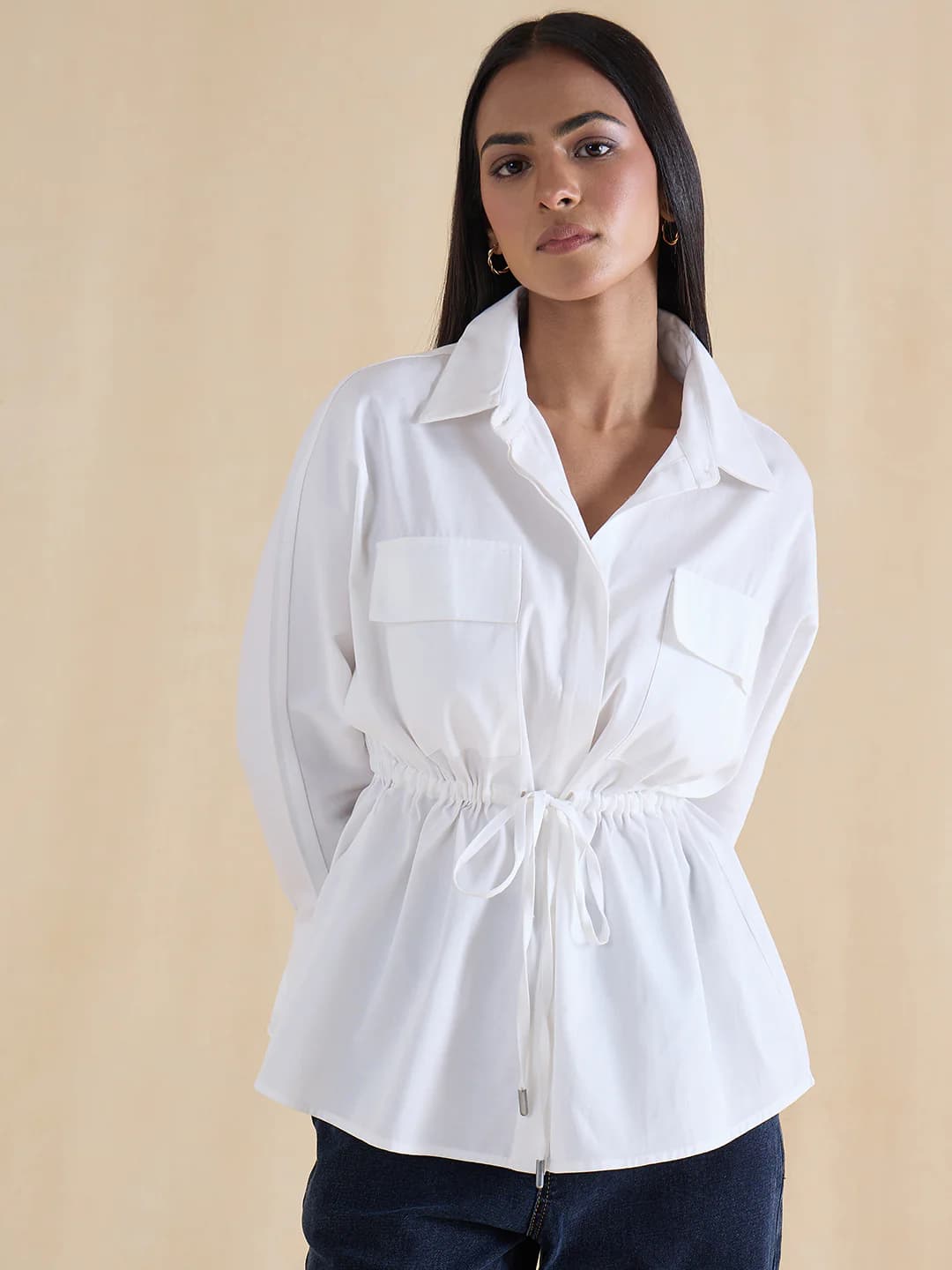 Women's White Casual Solid Regular Fit Shirt