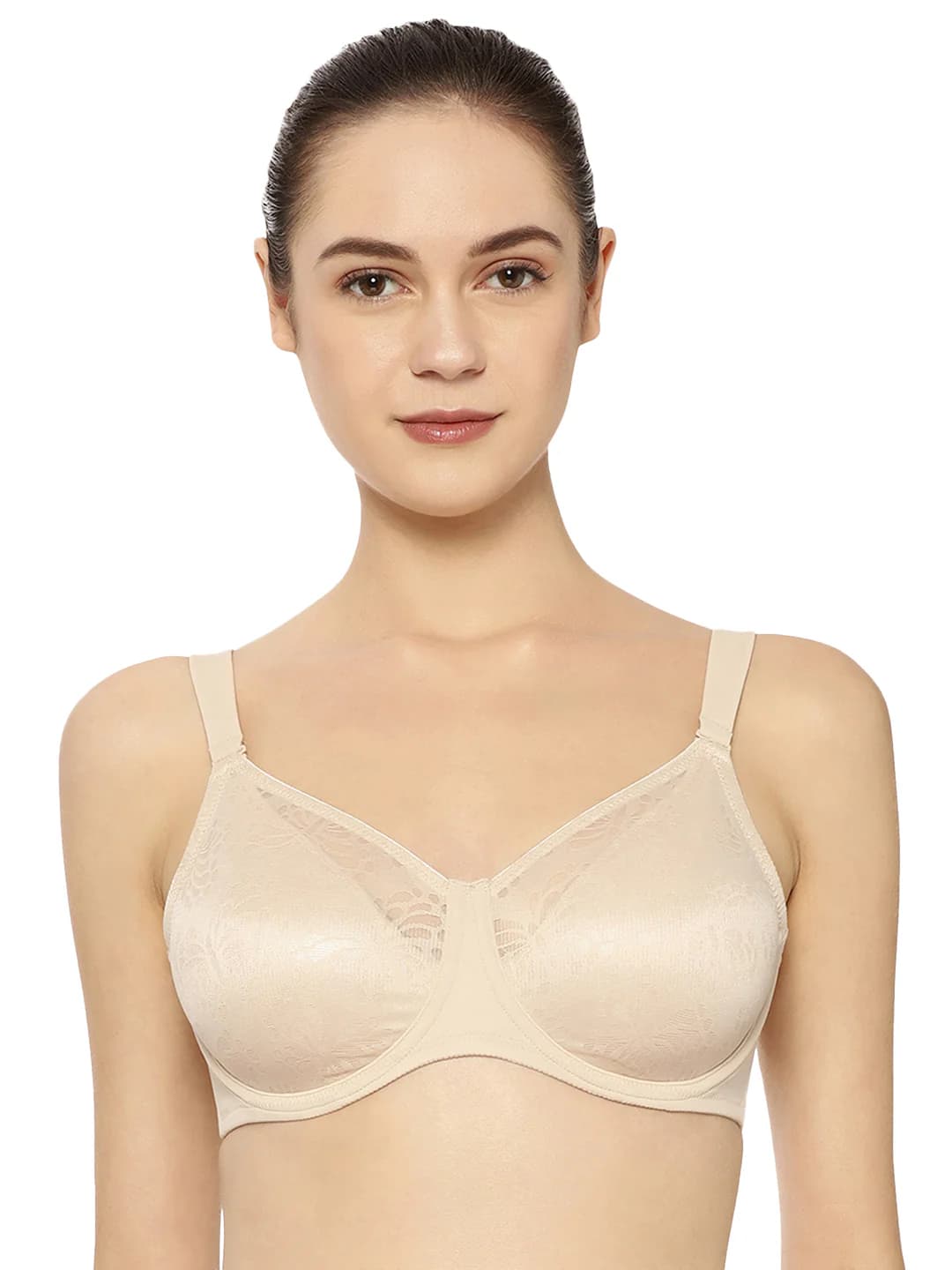 Women's Beige Floral Wired Medium Coverage Non-Padded Bra