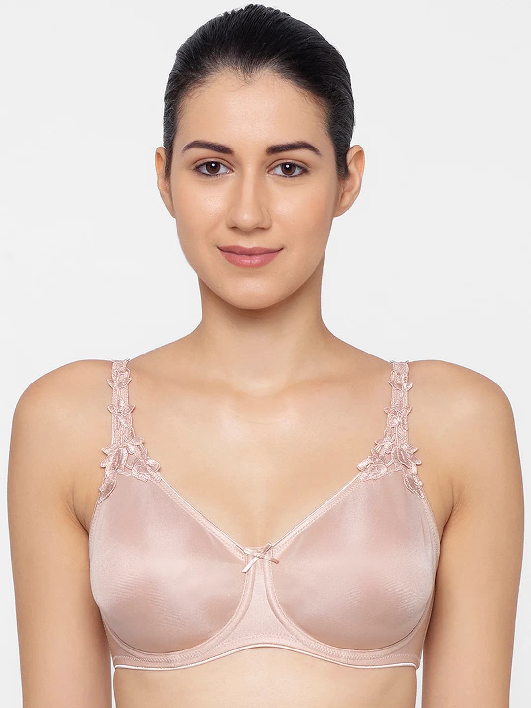 Women's Pink Lace Detailing Wired Medium Coverage Non-Padded Bra