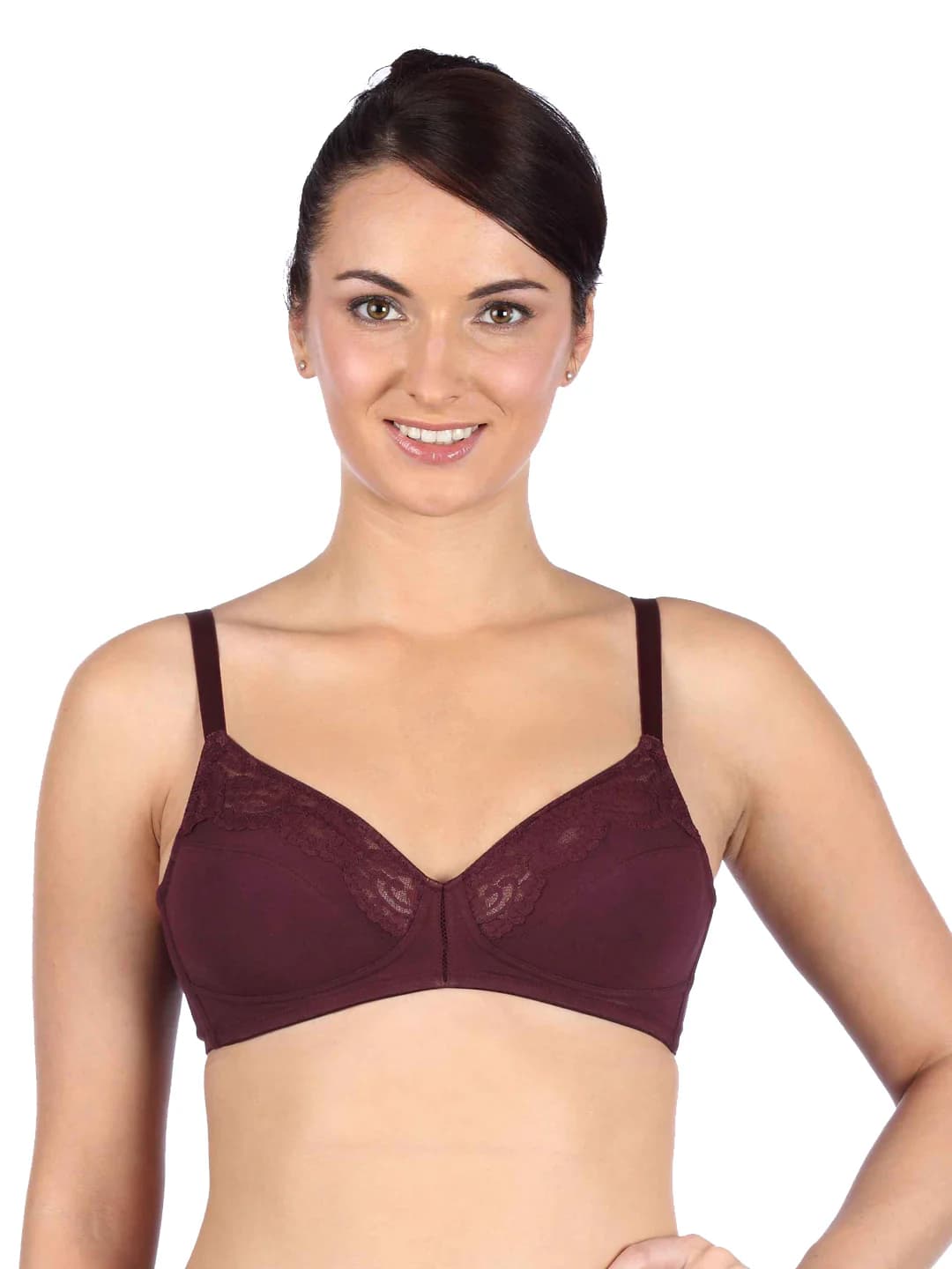 Women's Red Lace Detailing Non-Wired Medium Coverage Non-Padded Bra