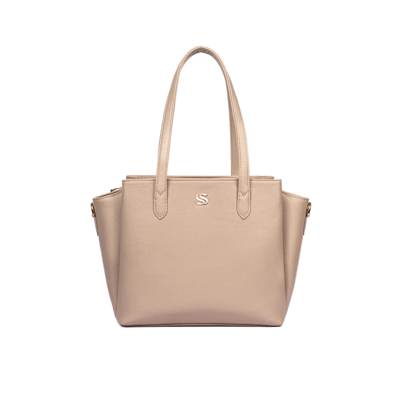 Women's Cream Textured Non-Padded Vegan Leather Finish Tote Bag