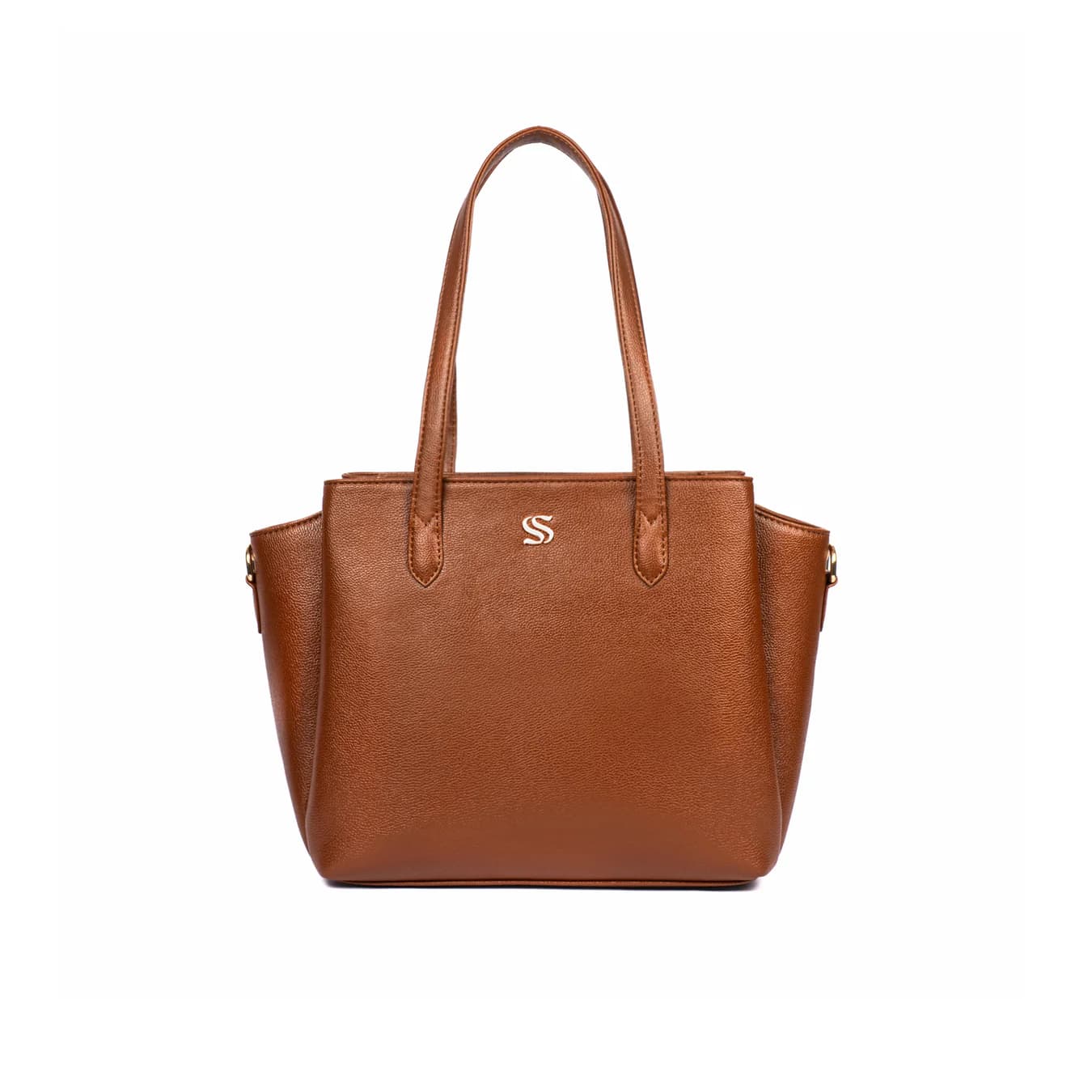 Women's Brown Textured Non-Padded Vegan Leather Finish Tote Bag