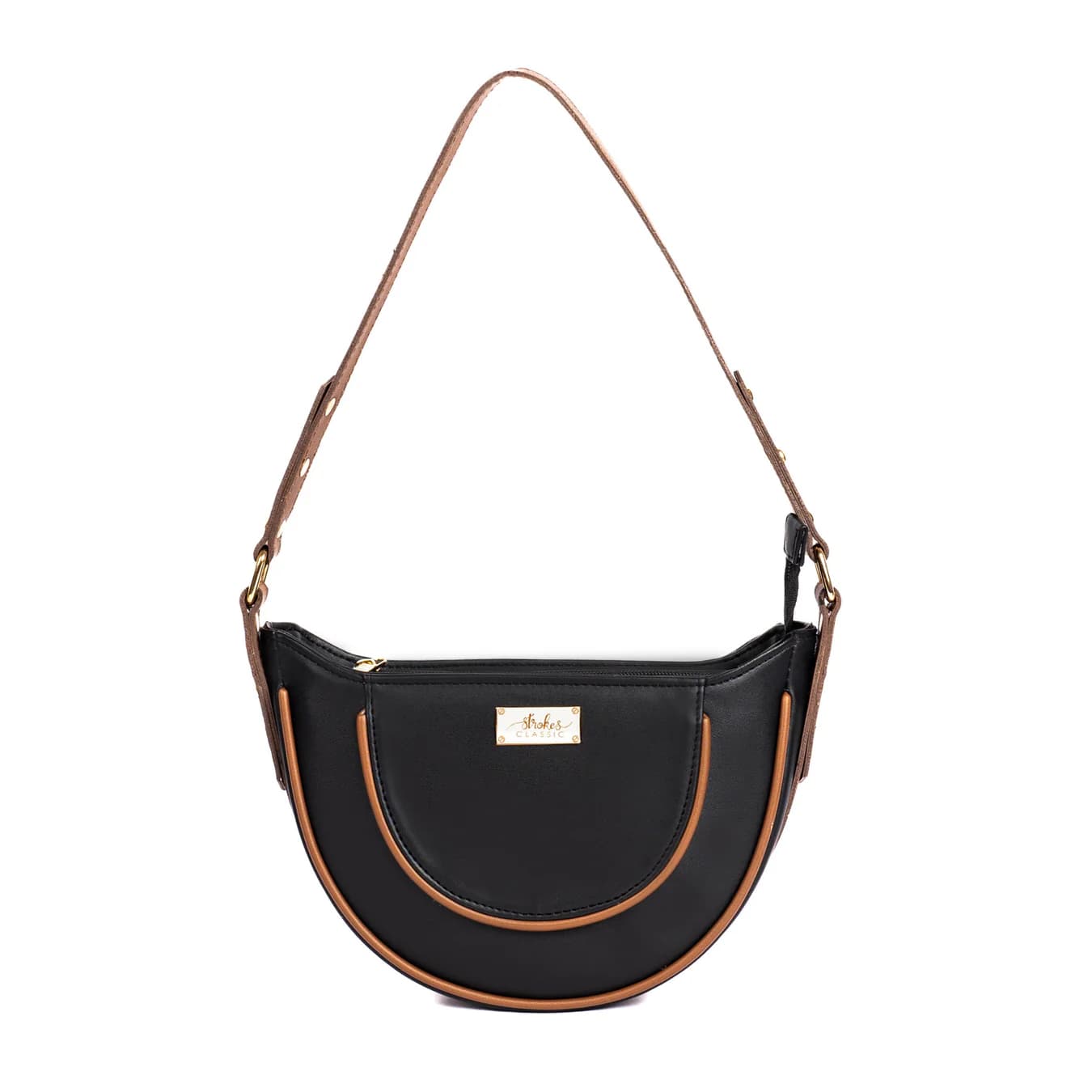 Women's Brown Solid No Vegan Leather Finish Shoulder Bag
