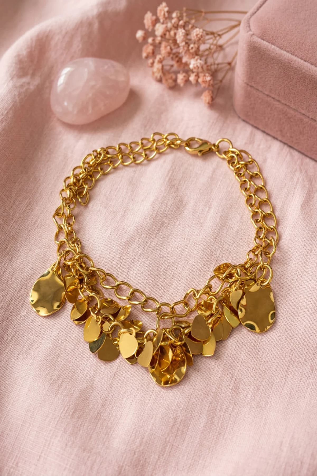 Women's and Girls Gold Plated Charm Bracelet