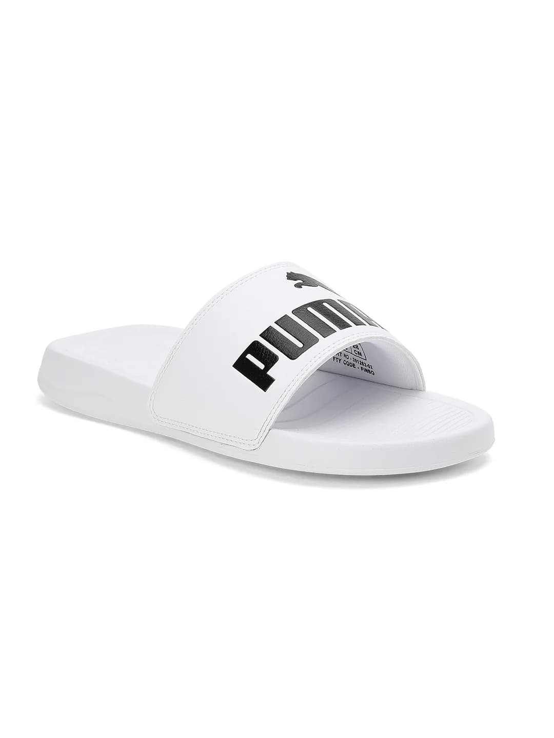Unisex White-Black Popcat 20 Low-Top Round Toe Slides
