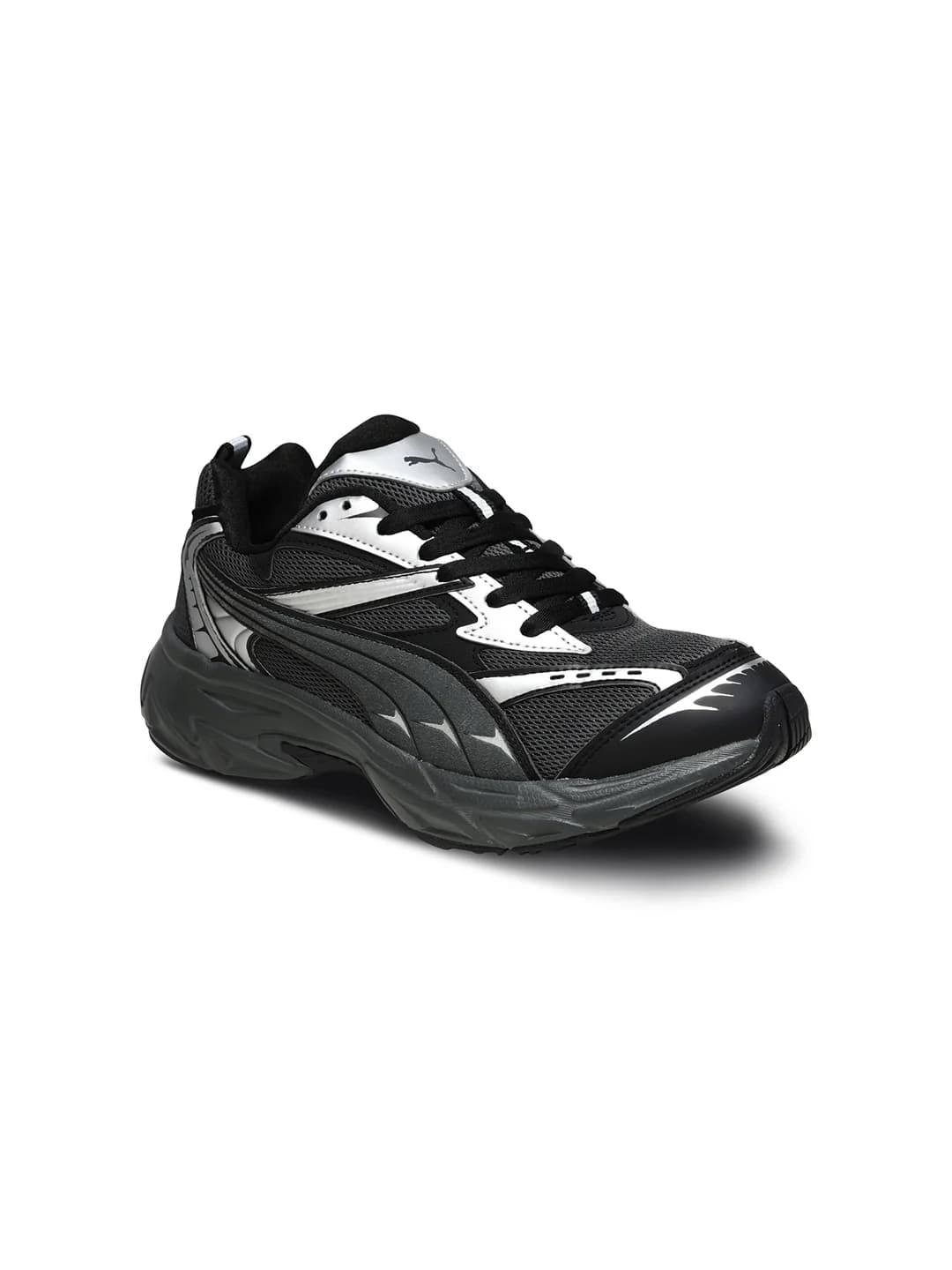 Unisex Shadow Gray-Silver Morphic Retro Low-Top Round Toe Running Sneakers