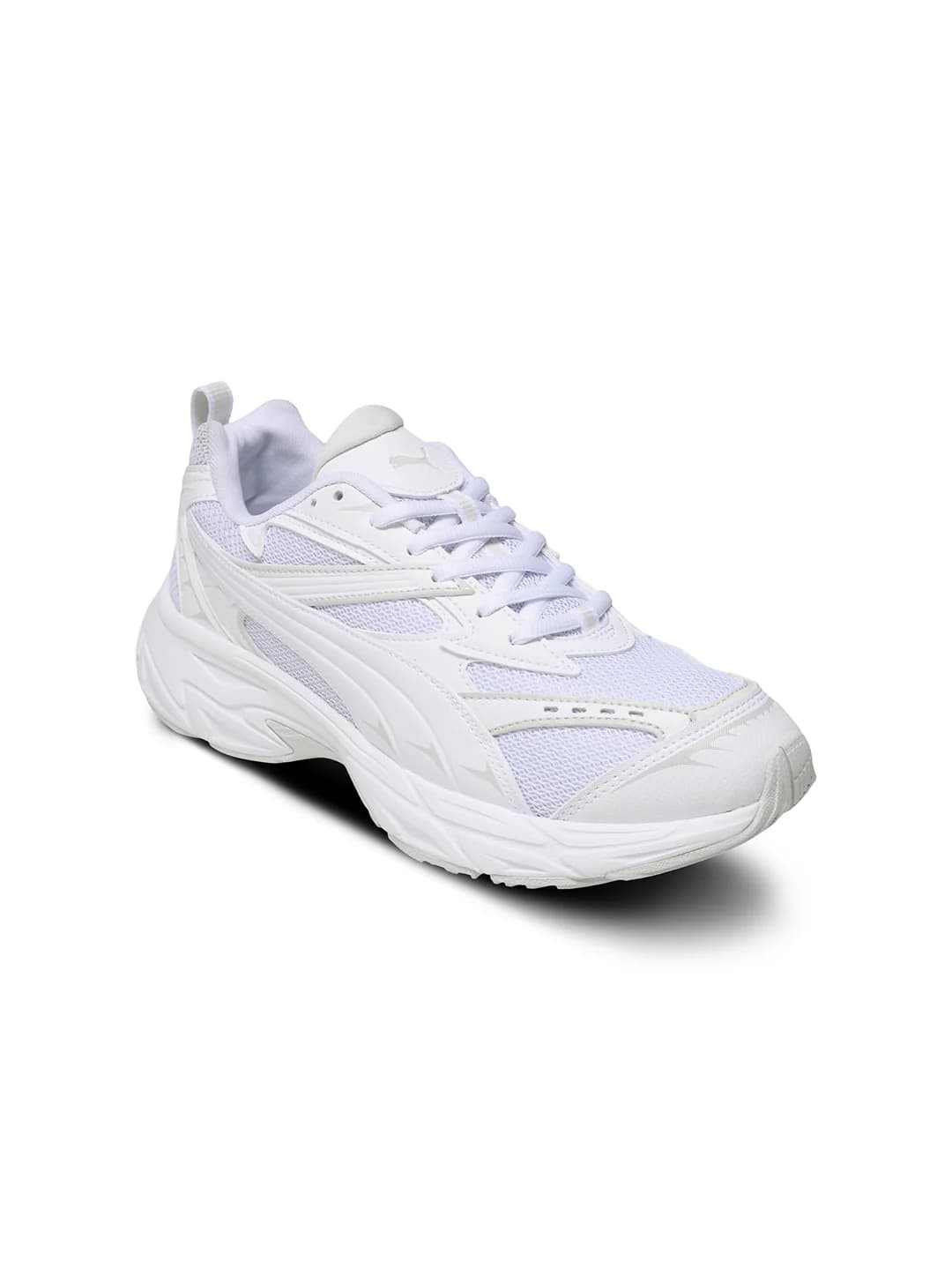 Unisex White-Sedate Gray Morphic Base Comfort Low-Top Round Toe Running Sneakers