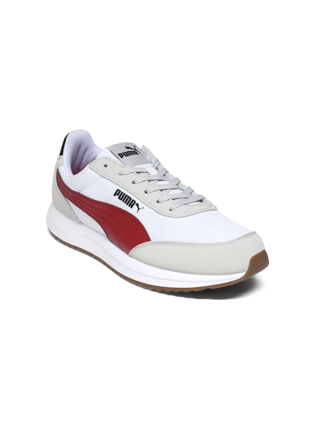 Unisex Cool Light Gray-Dark Crimson-White R78 Lightwind Low-Top Round Toe Running Sneakers