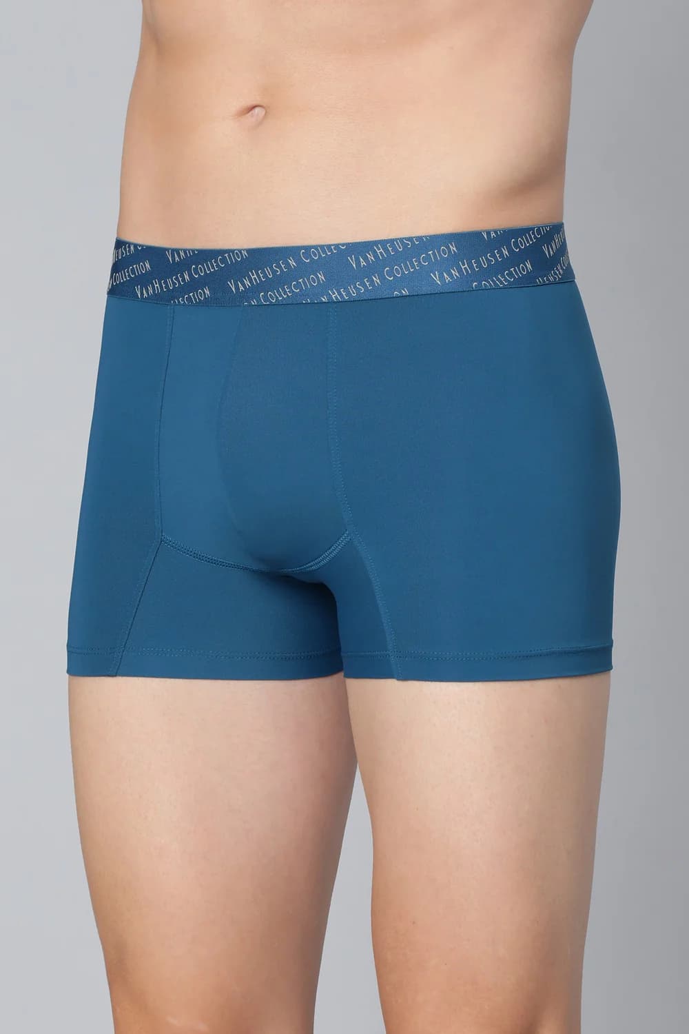 Men's Blue Nylon Solid Trunk
