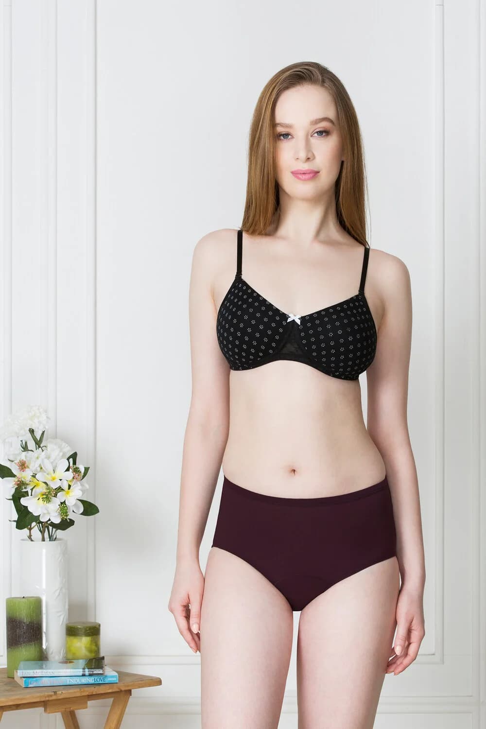 Women's Purple Wine Solid Anti Bacterial High Absorbance Stay Dry Period Panty