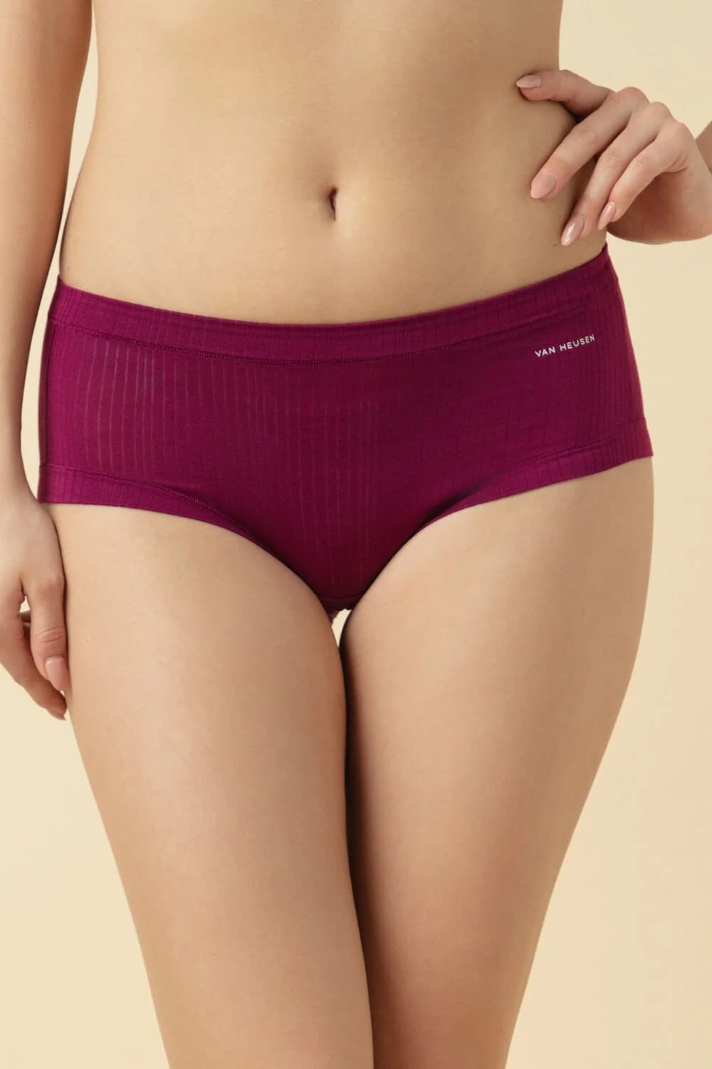 Women's Red Solid Wine Mid Rise Modal Hipster Panty