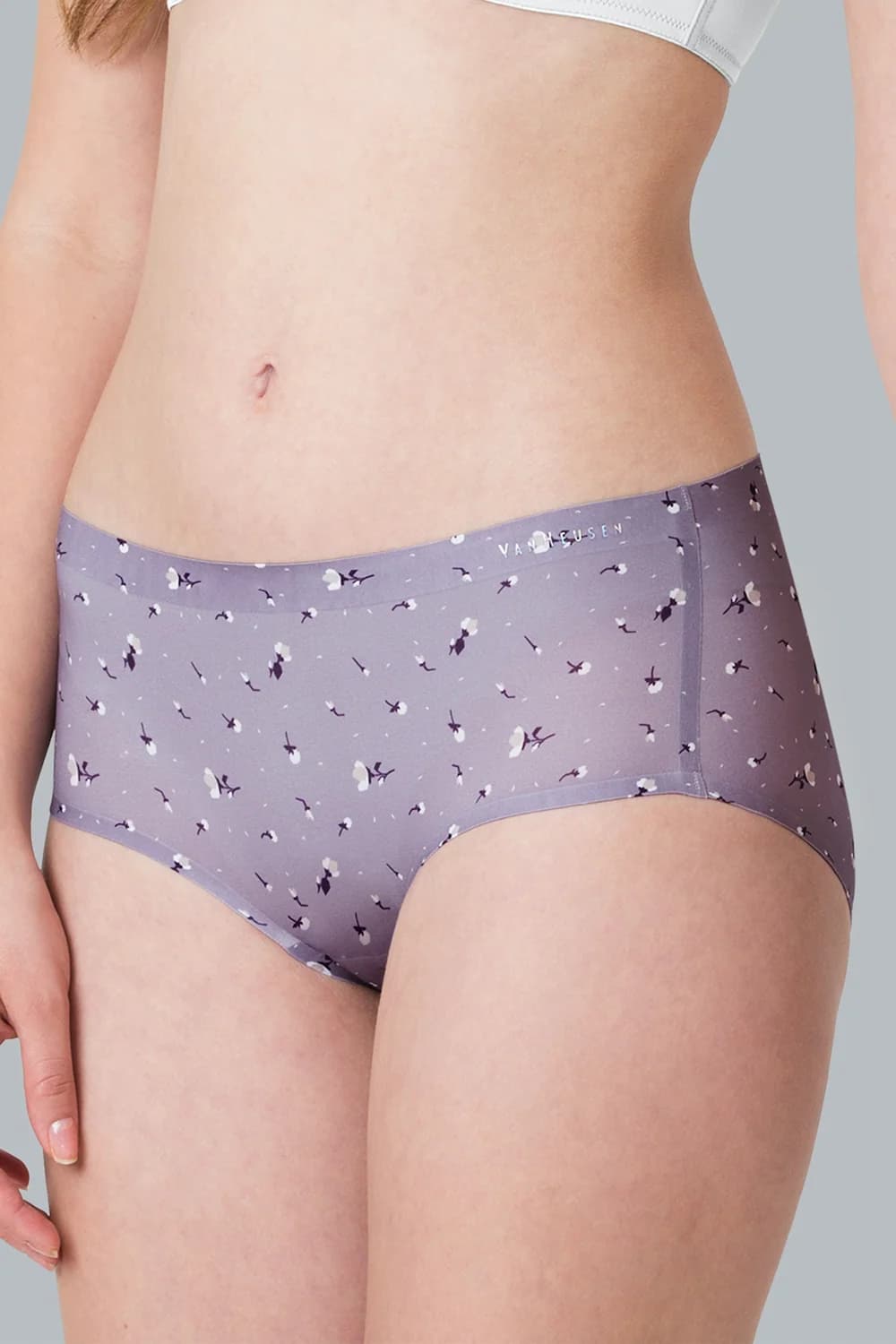 Women's Purple Cottonball Flora No Visible Panty Line Easy Stain Release Gusset Invisilite Hipster Panty
