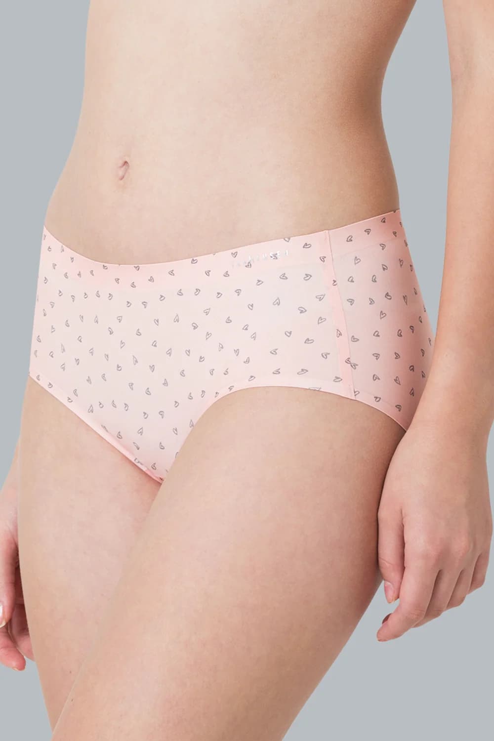 Women's Pink Sprinkled Heart No Visible Panty Line Easy Stain Release Gusset Invisilite Hipster Panty