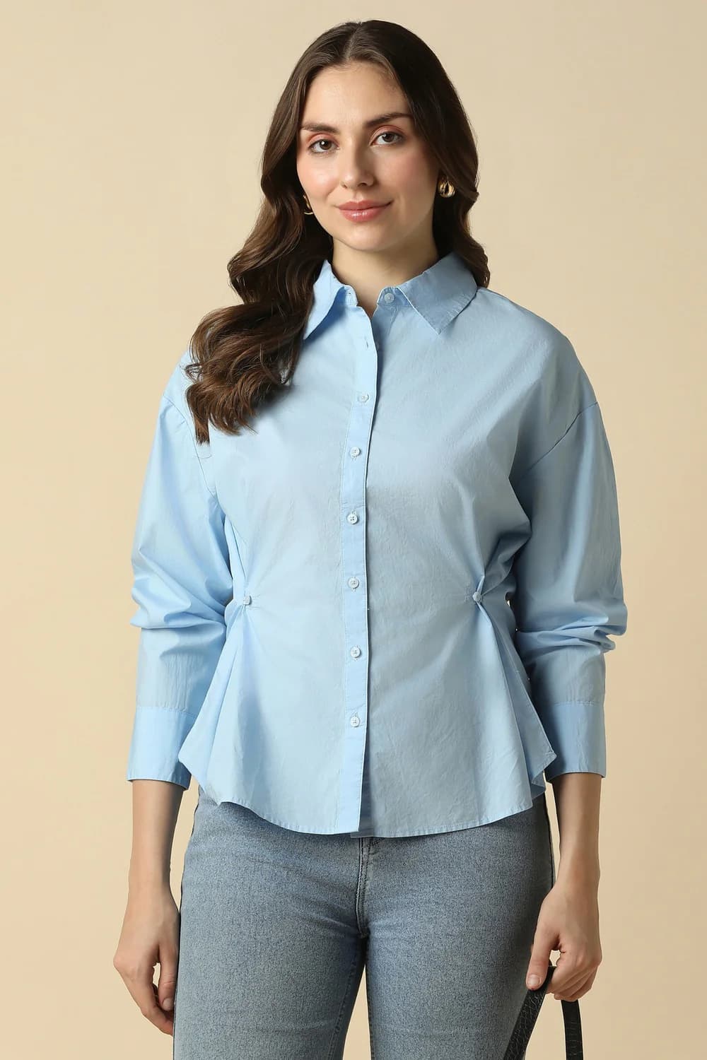 Women's Blue Casual Regular Fit Cotton Full Sleeves Shirt