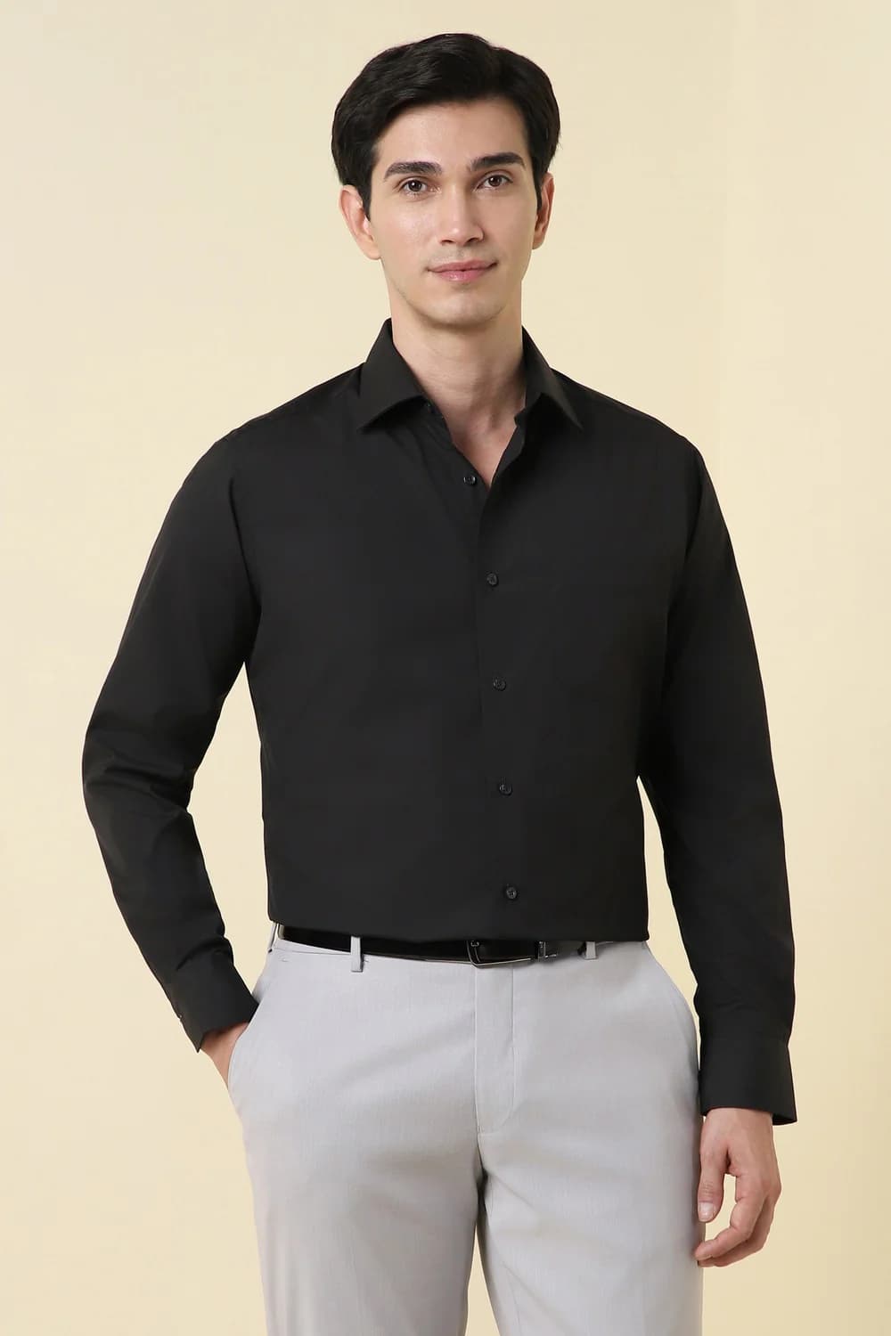 Men's Black Formal Regular Fit Cotton Full Sleeves Shirt