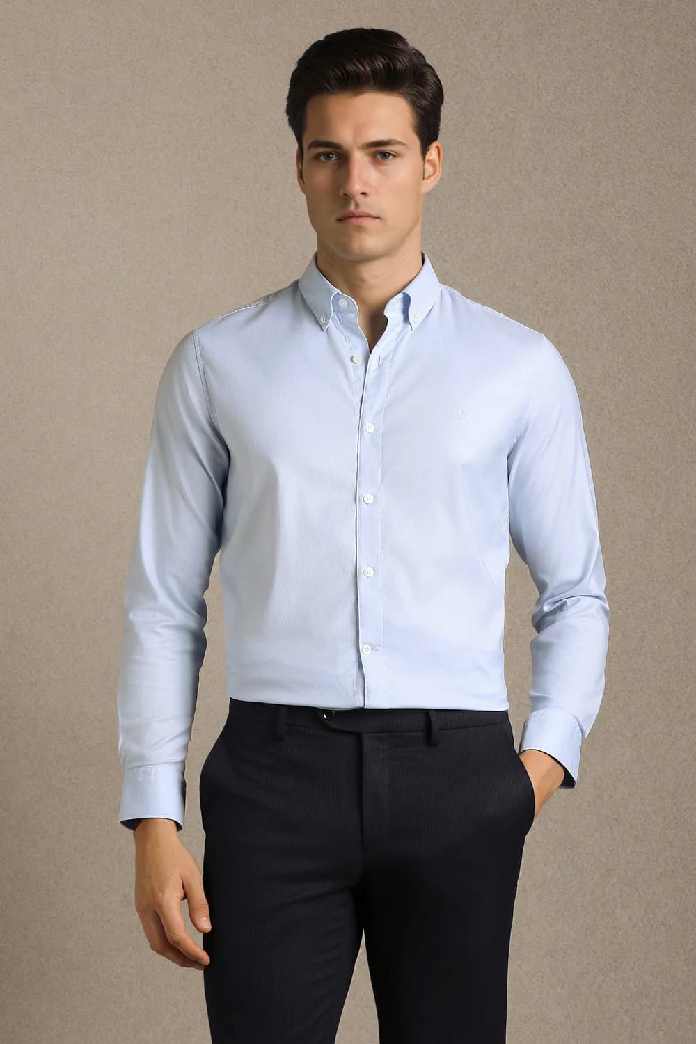 Men's Blue Formal Slim Fit Cotton Full Sleeves Shirt