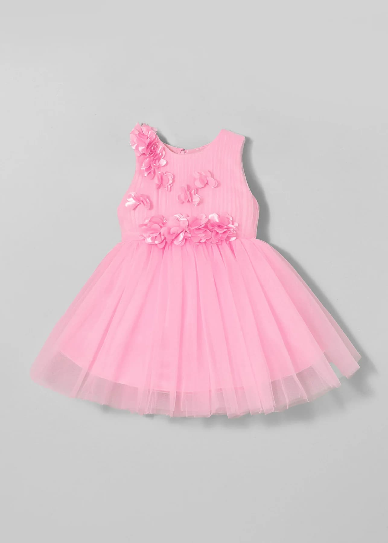 Girls Pink Party Applique Fit & Flared Dress