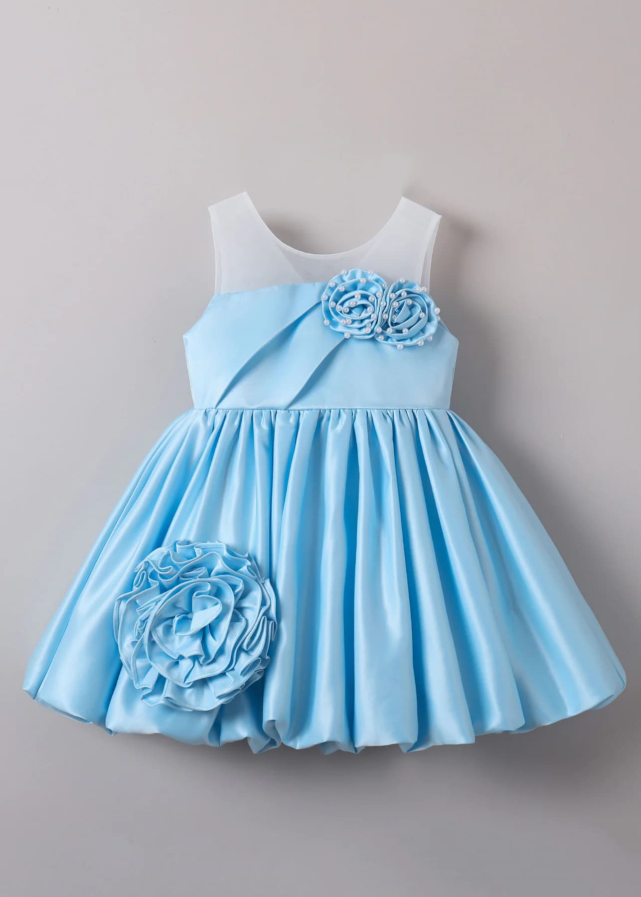 Girls Blue Party Applique Fit & Flared Dress