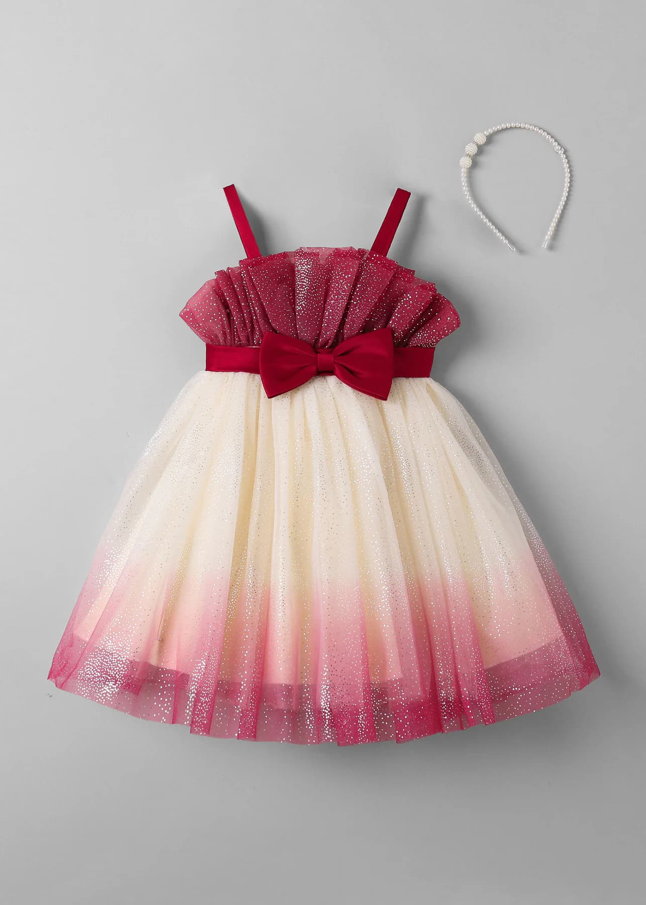 Girls Multicolor Party Ombre Fit & Flared Dress