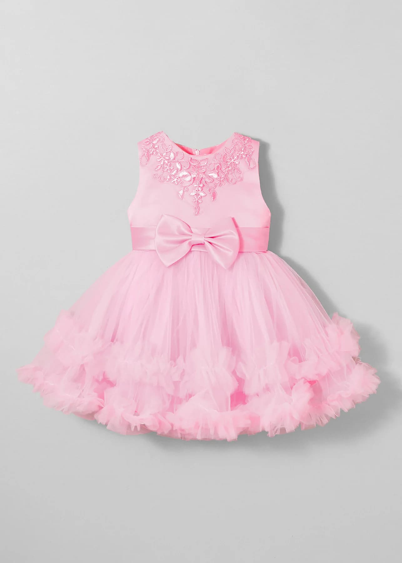 Girls Pink Party Embellished Fit & Flared Dress