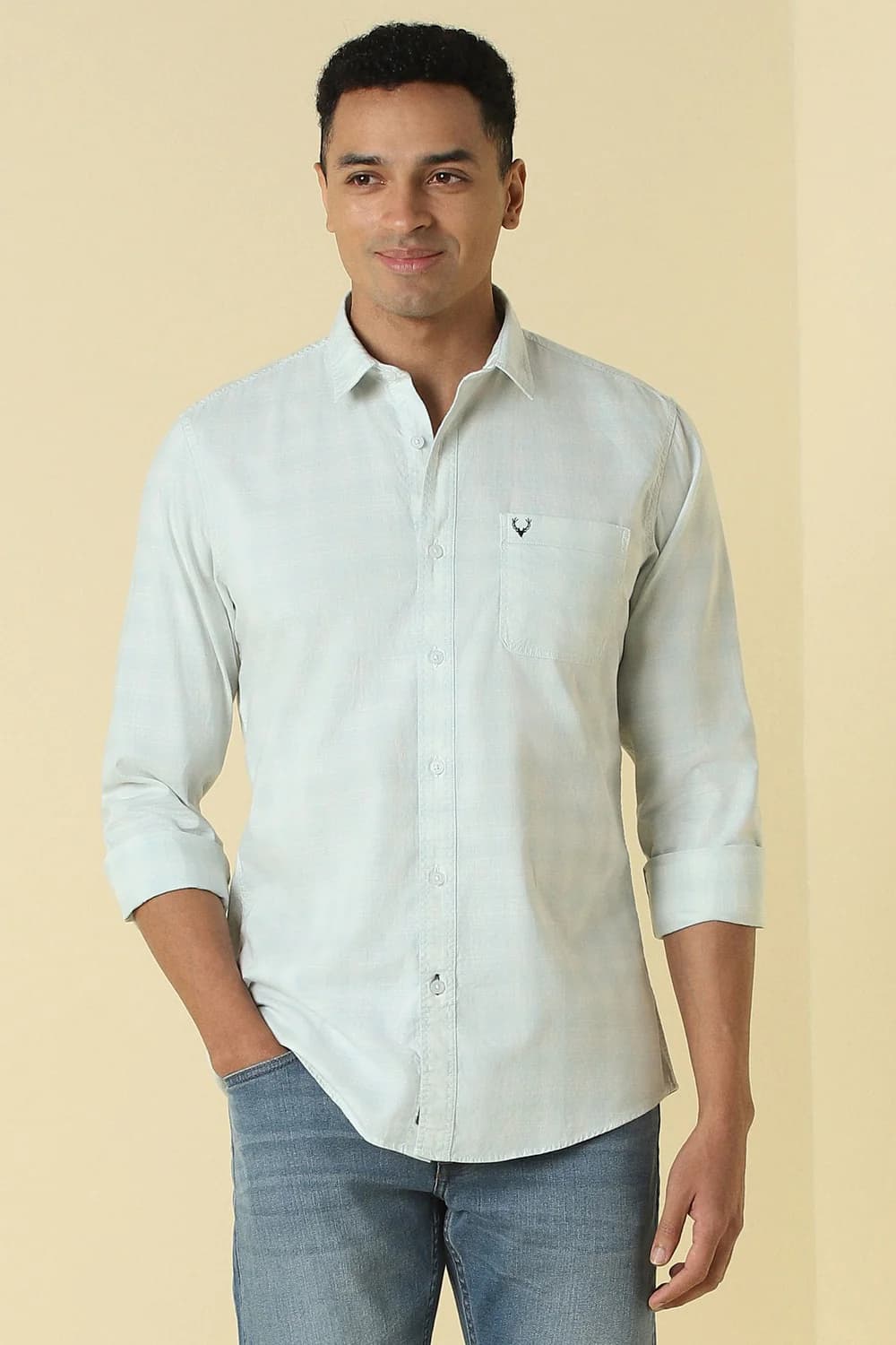Men's Green Casual Regular Fit Cotton Full Sleeves Shirt