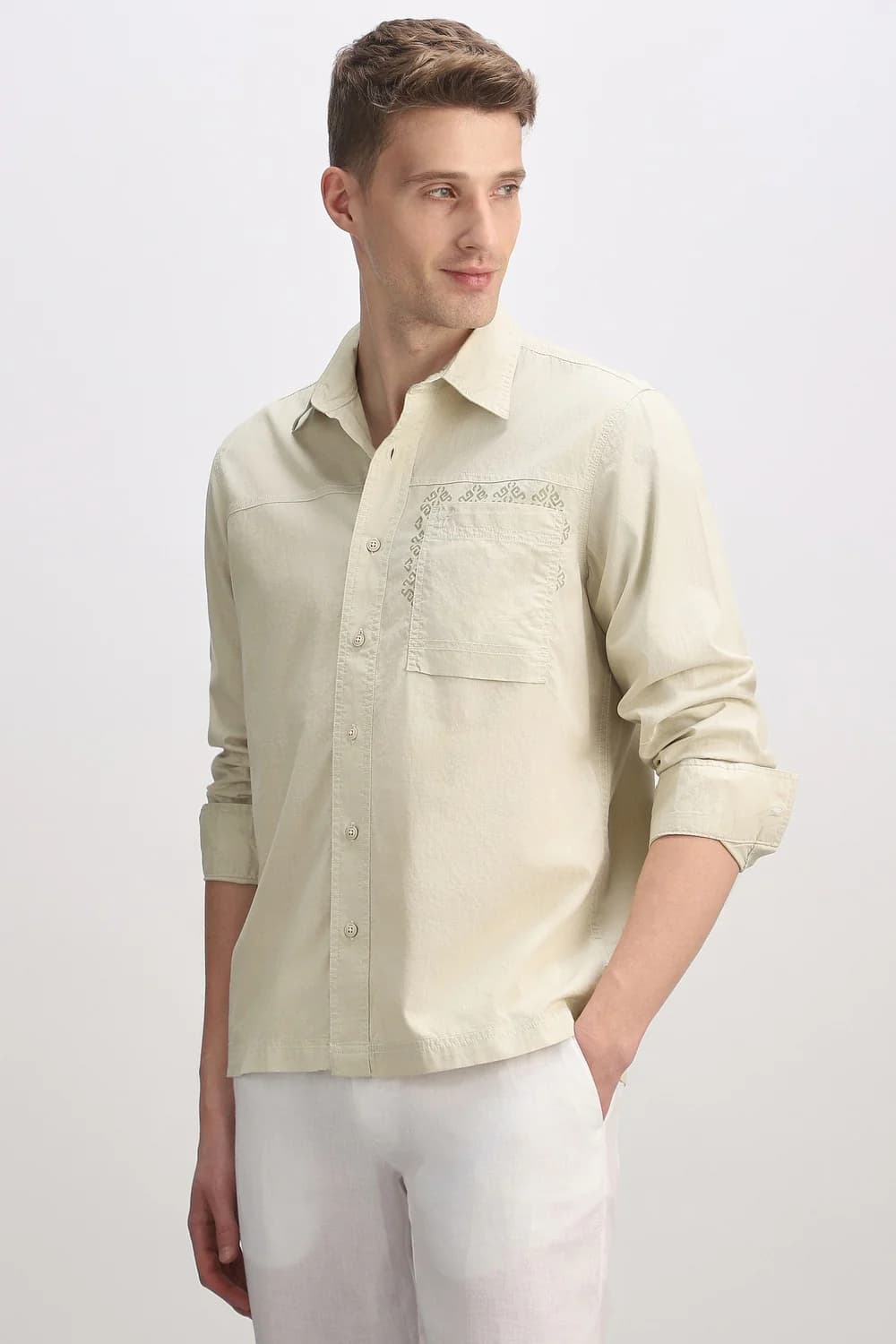 Men's Green Casual Regular Fit Cotton Full Sleeves Shirt