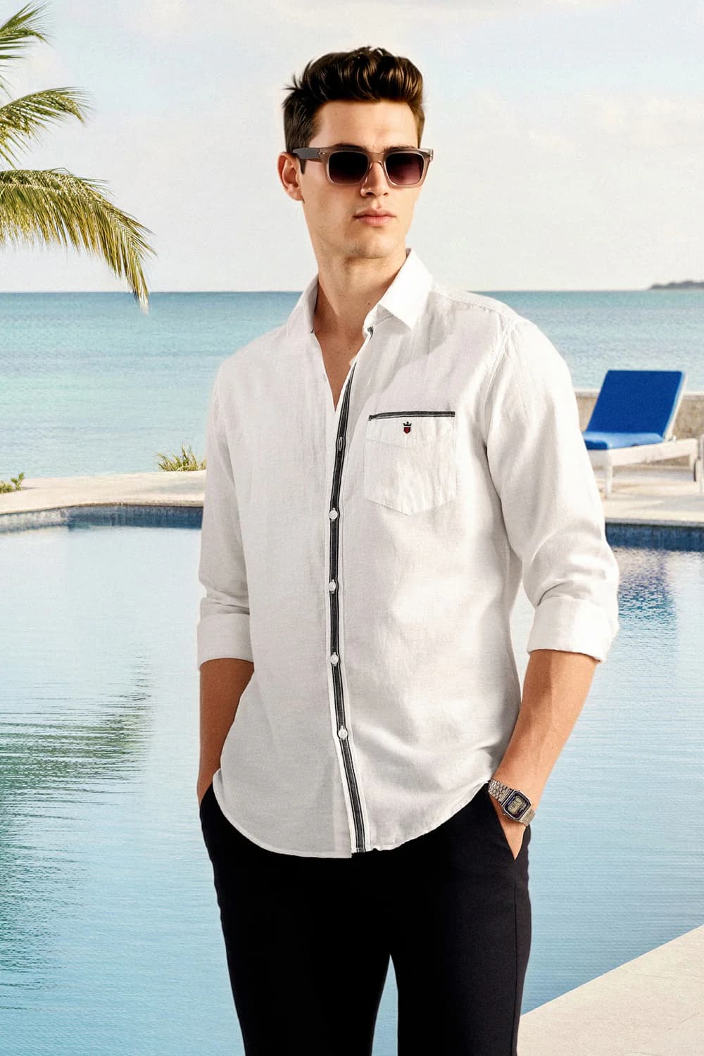 Men's White Casual Slim Fit Cotton Full Sleeves Shirt