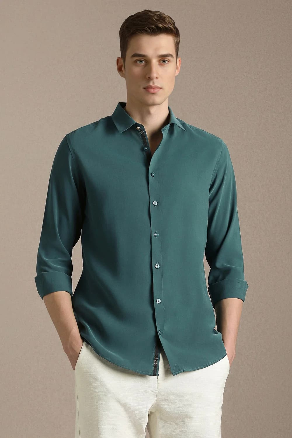 Men's Blue Casual Slim Fit Rayon Full Sleeves Shirt