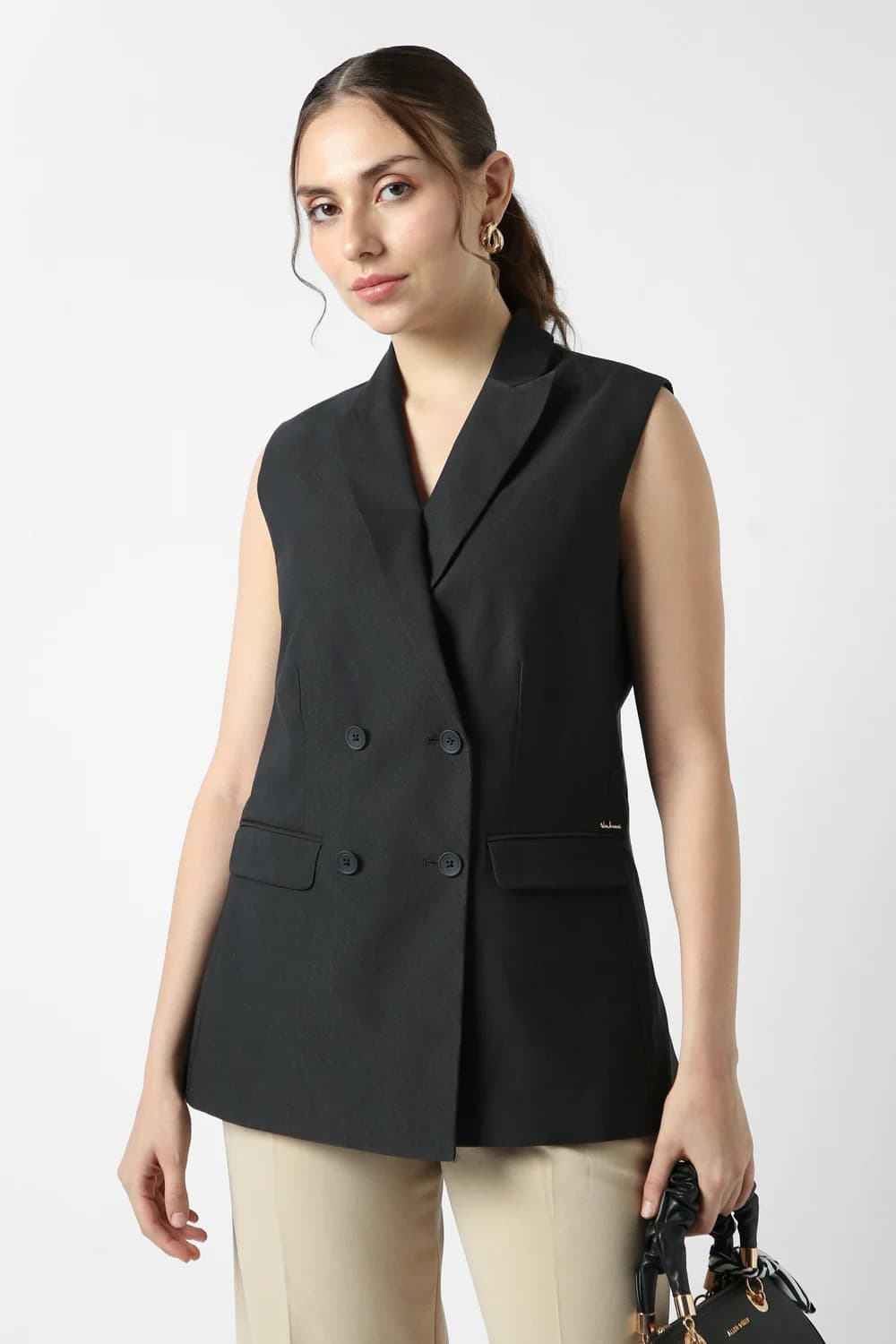 Women's Black Formal Regular Fit Polyester Full Sleeves Blazer