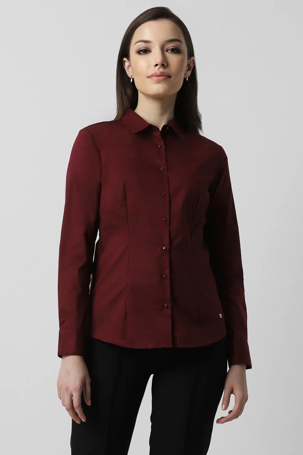Women's Red Formal Regular Fit Cotton Full Sleeves Shirt