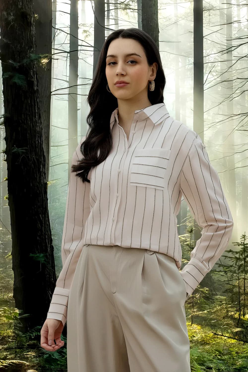 Women's White Casual Regular Fit Modal Full Sleeves Shirt