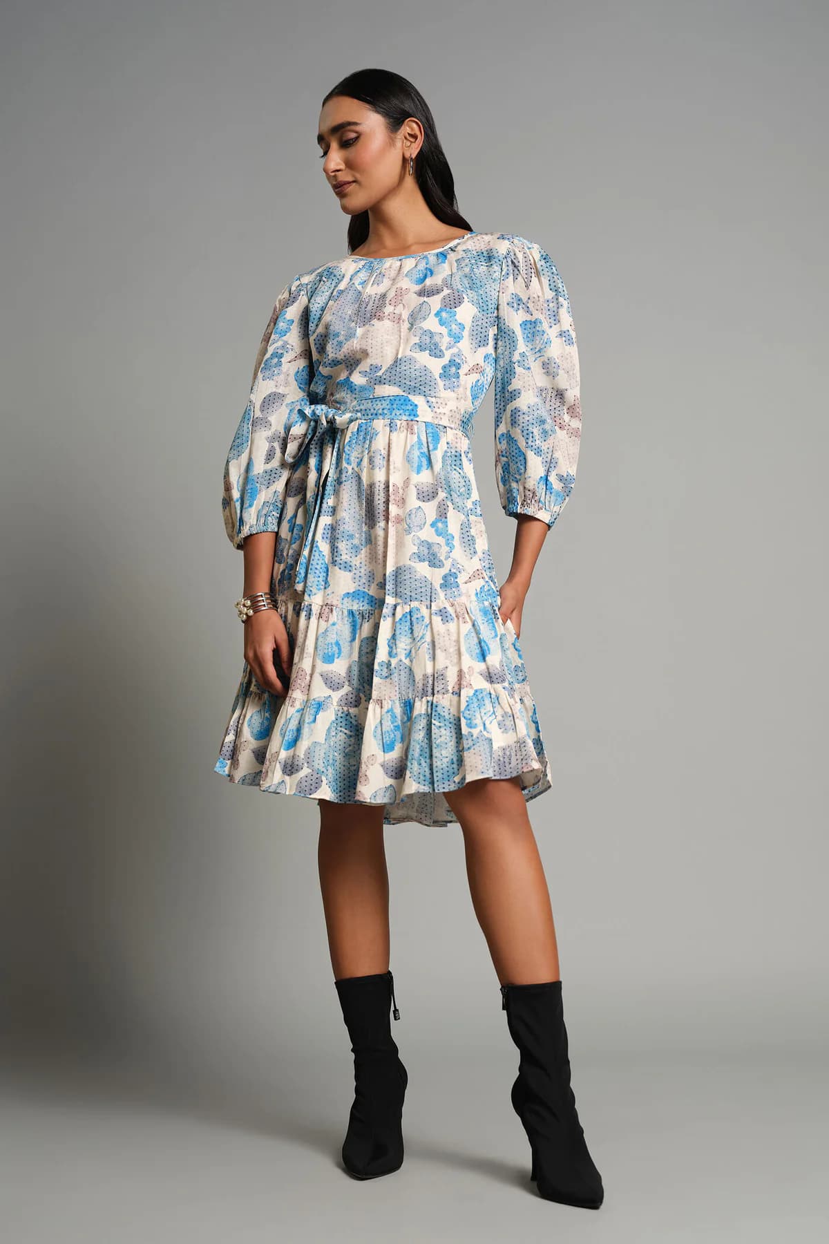 Women's Blue Casual Floral Mini Dress