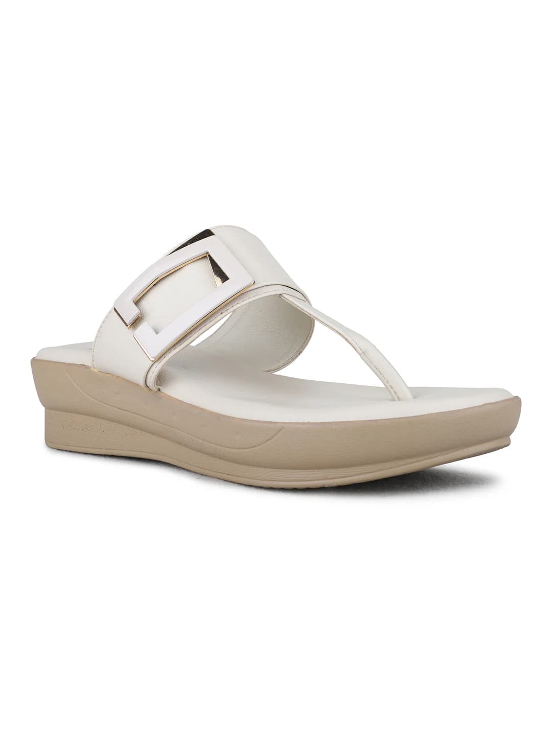 Women's Cream Casual Round Toe Wedges Sandals