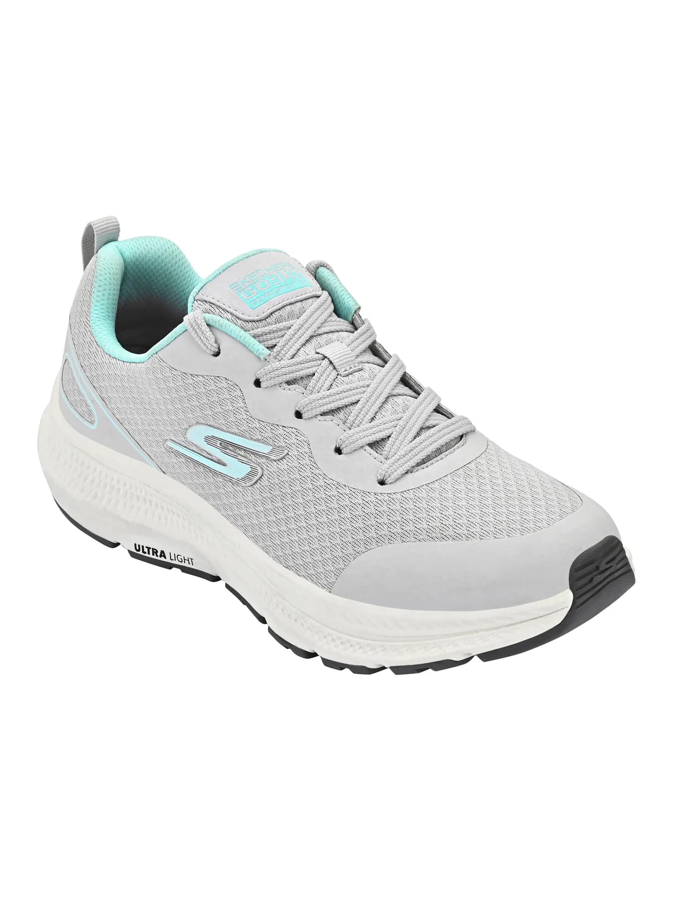 Women's Grey Go Run Consistent 2 Round Toe Lace-Up Mesh Running Shoes